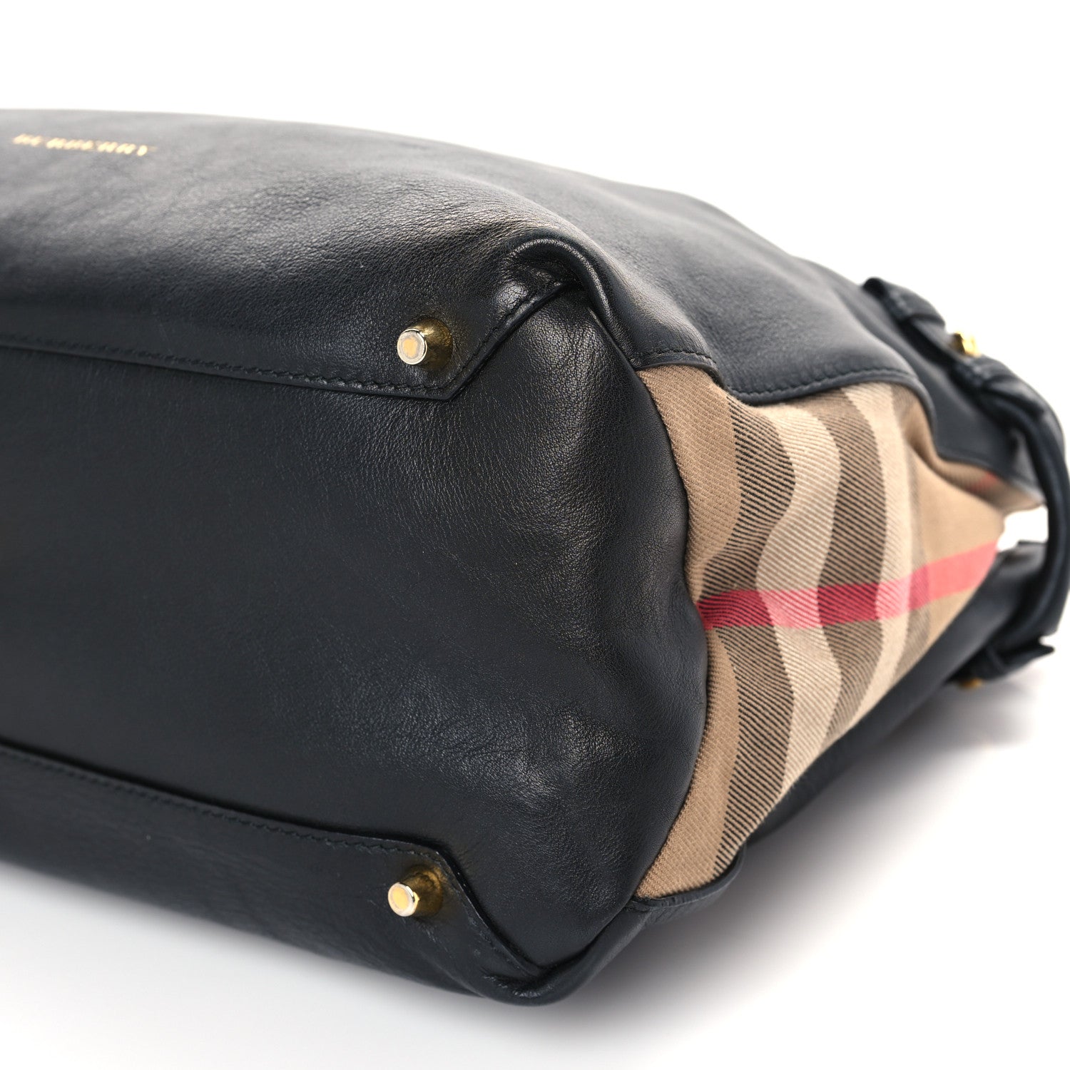 Burberry Derby Calfskin House Check Medium Banner Tote Black 8 of 8