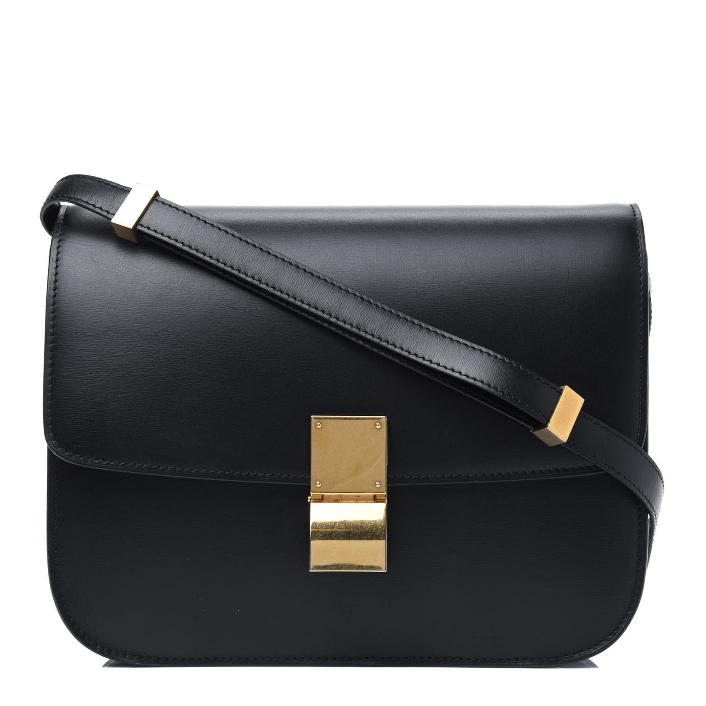 Box Calfskin Medium Classic Box Flap Bag Black