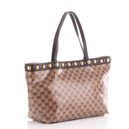 Gucci Crystal Monogram Medium Babouska Shopping Tote Dark Brown 3 of 7