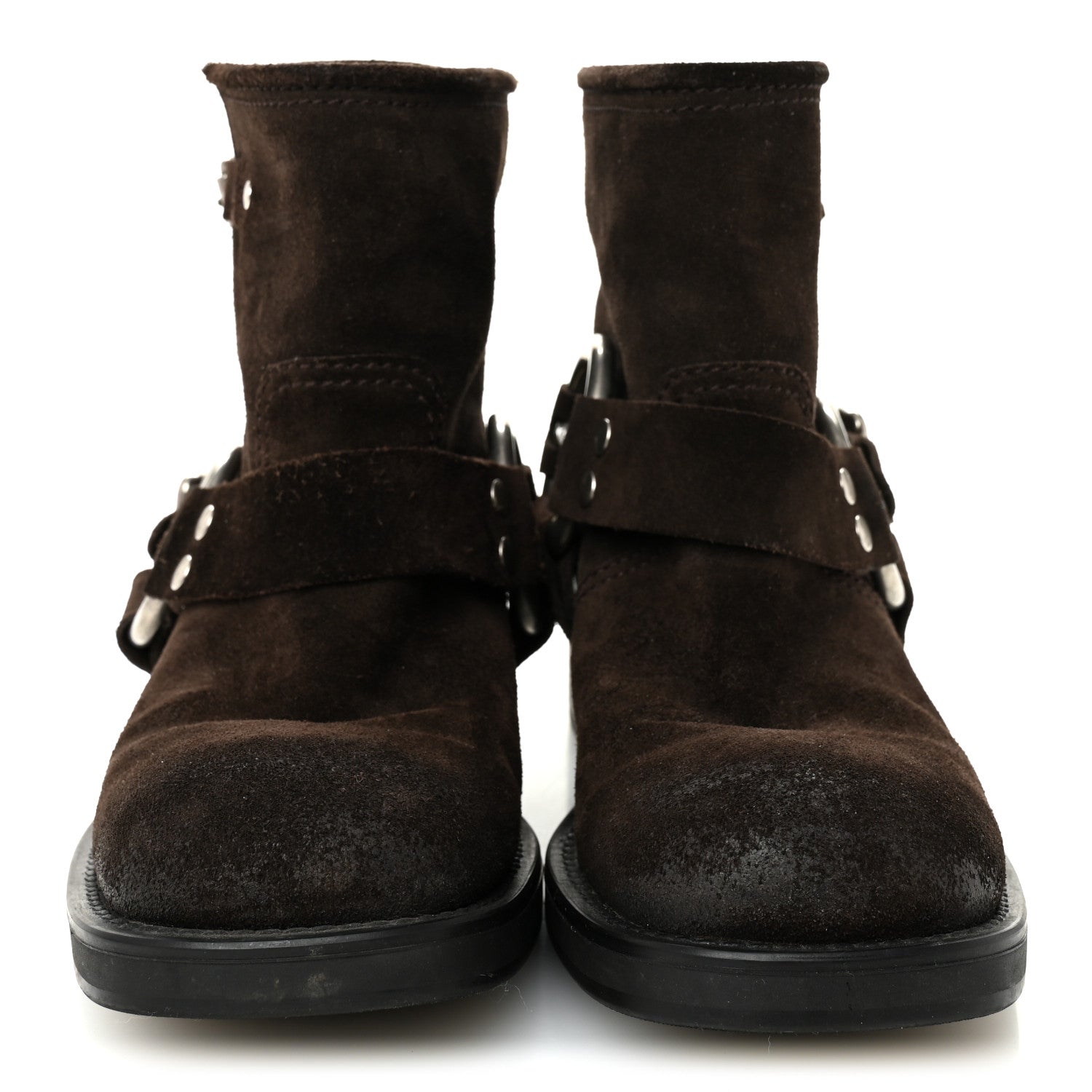 Miu Miu Suede Harness Engineer Boots 38.5 Brown 2 of 10