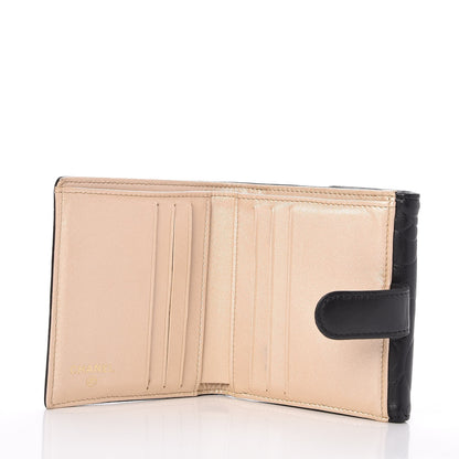Chanel Lambskin Camellia Embossed Small Double Wallet Black 5 of 10
