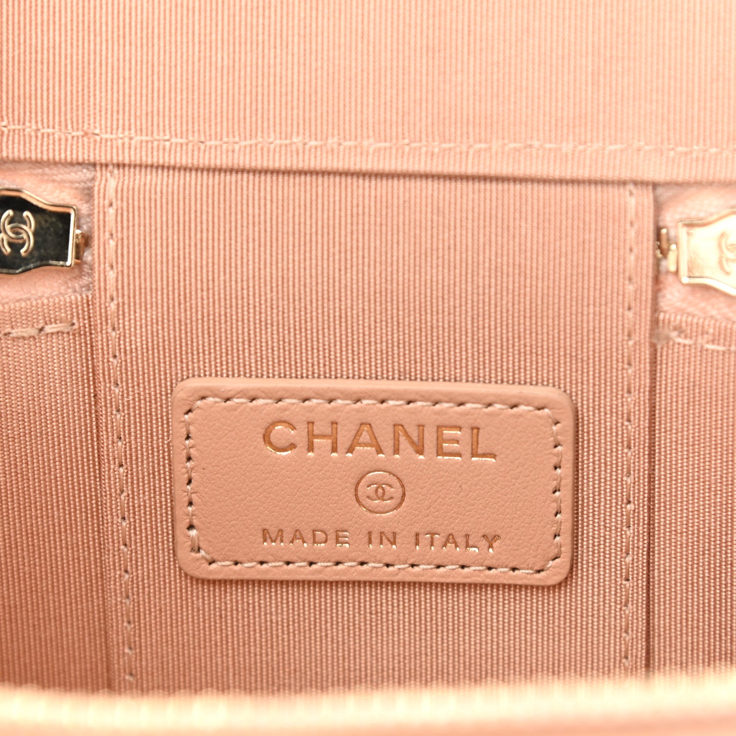 Chanel Calfskin Quilted Mini Perfect Fit Vanity Case With Chain Beige 6 of 10