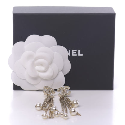 Chanel Glass Pearl CC Long Drop Earrings Gold 5 of 5