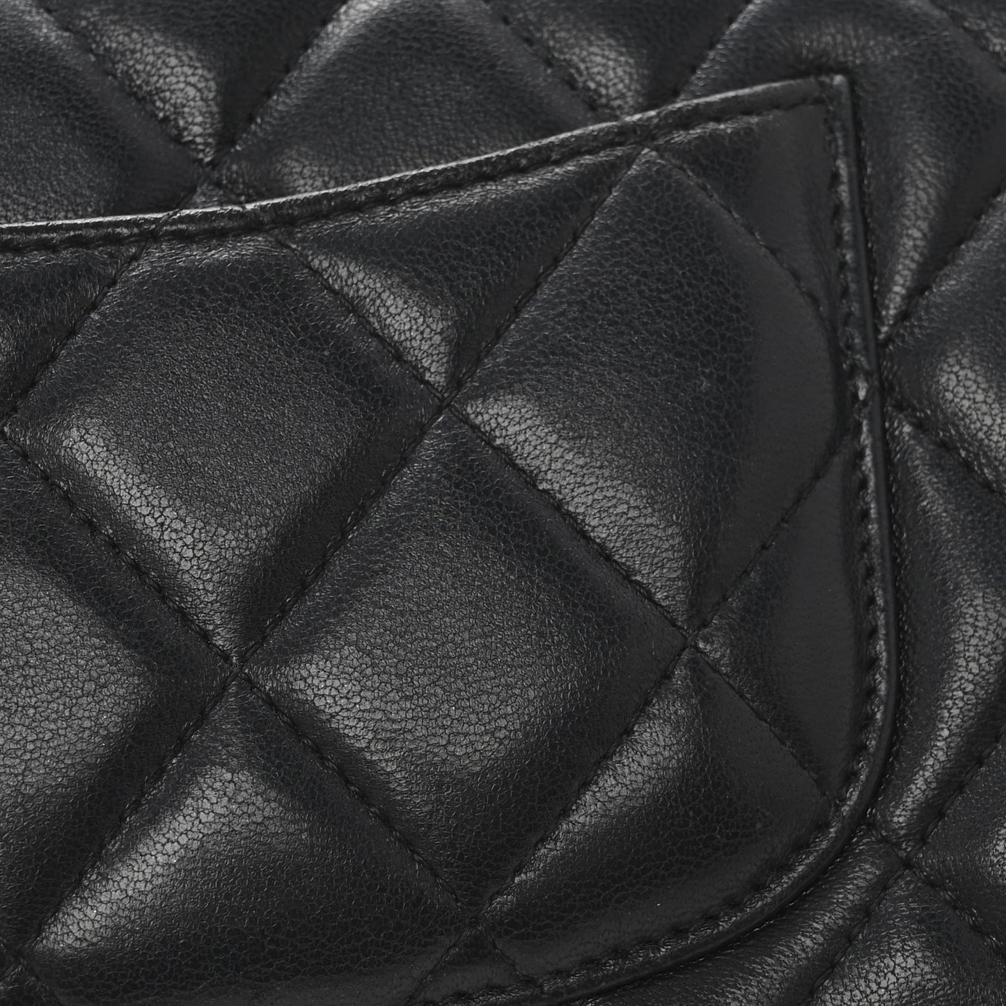 Lambskin Quilted Large Flap Wallet Black