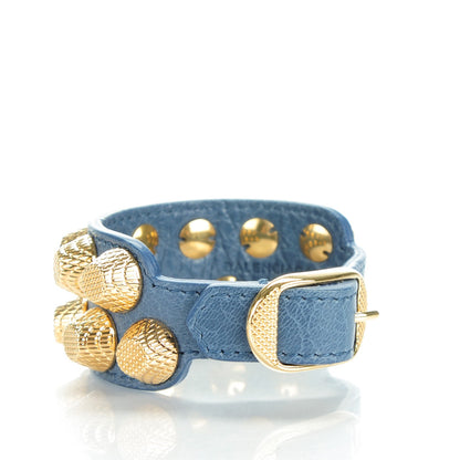 Balenciaga Agneau Arena Two Row Giant Gold Bracelet S Bleu Persan 3 of 7