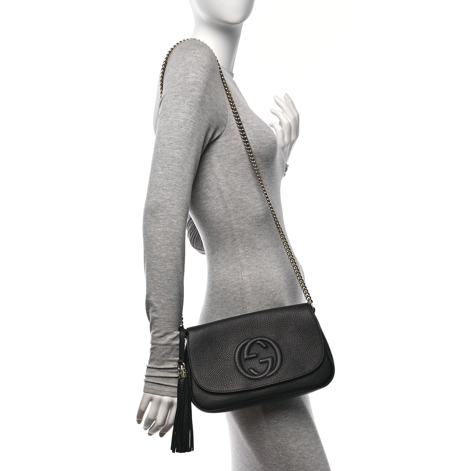 Gucci Pebbled Calfskin Medium Soho Flap Crossbody Black 2 of 10