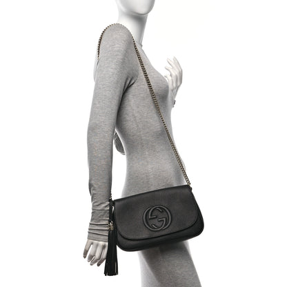Gucci Pebbled Calfskin Medium Soho Flap Crossbody Black 2 of 10