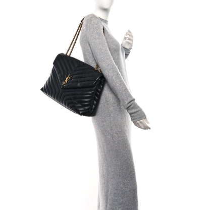 Saint Laurent Calfskin Y Quilted Monogram Large Loulou Chain Satchel Black 2 of 9