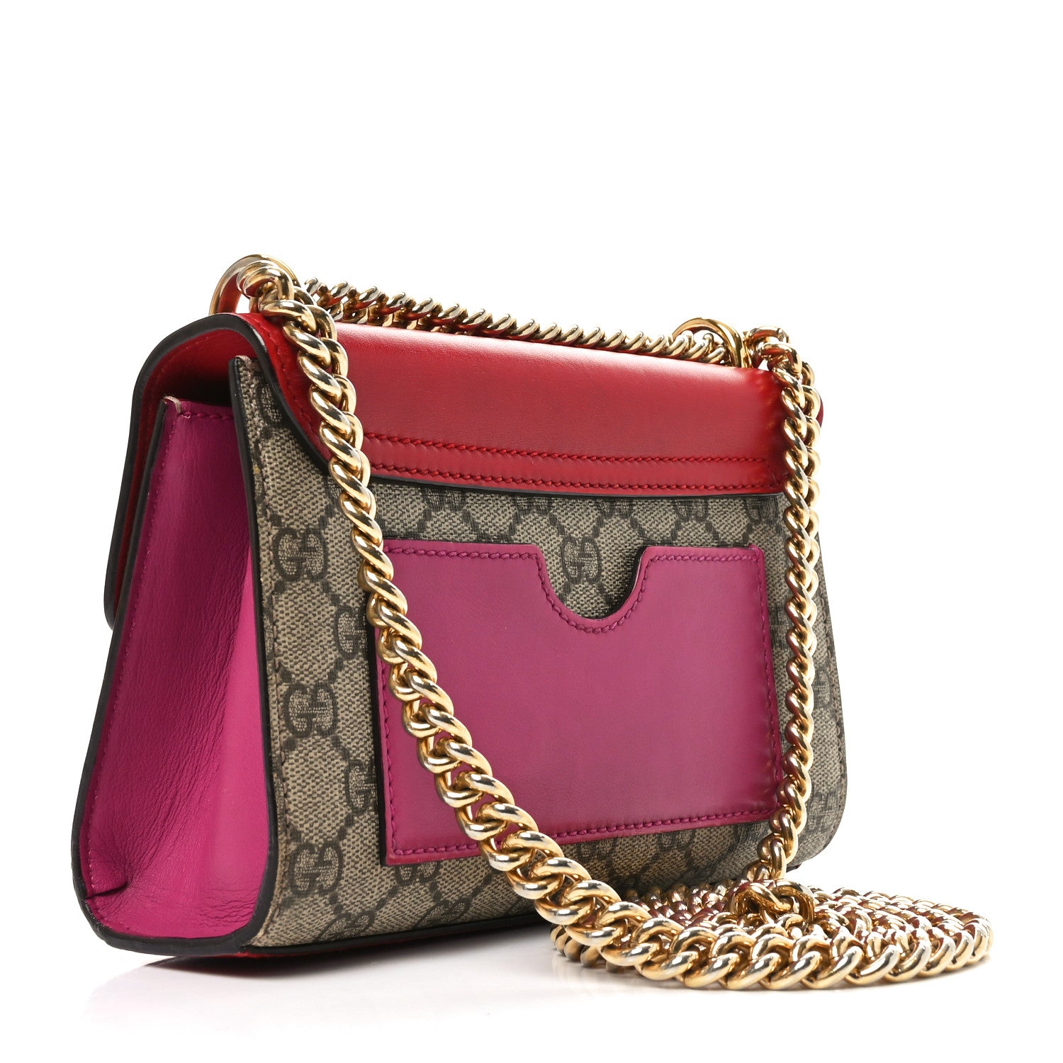 Gucci GG Supreme Monogram Calfskin Small Padlock Shoulder Bag Beige Hibiscus Red New Rosette 3 of 10