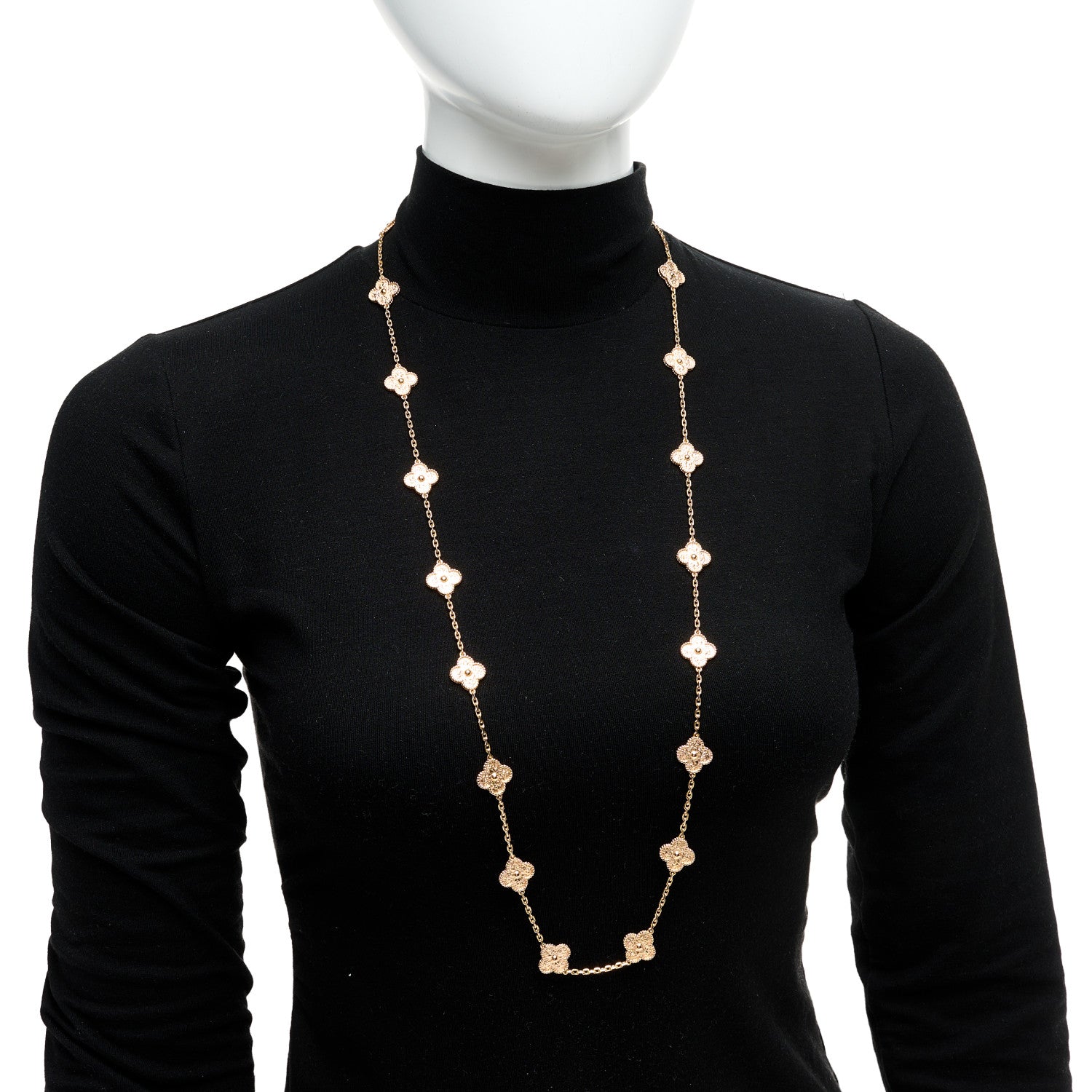 Van Cleef & Arpels 18K Rose Gold 20 Motifs Vintage Alhambra Necklace 2 of 6