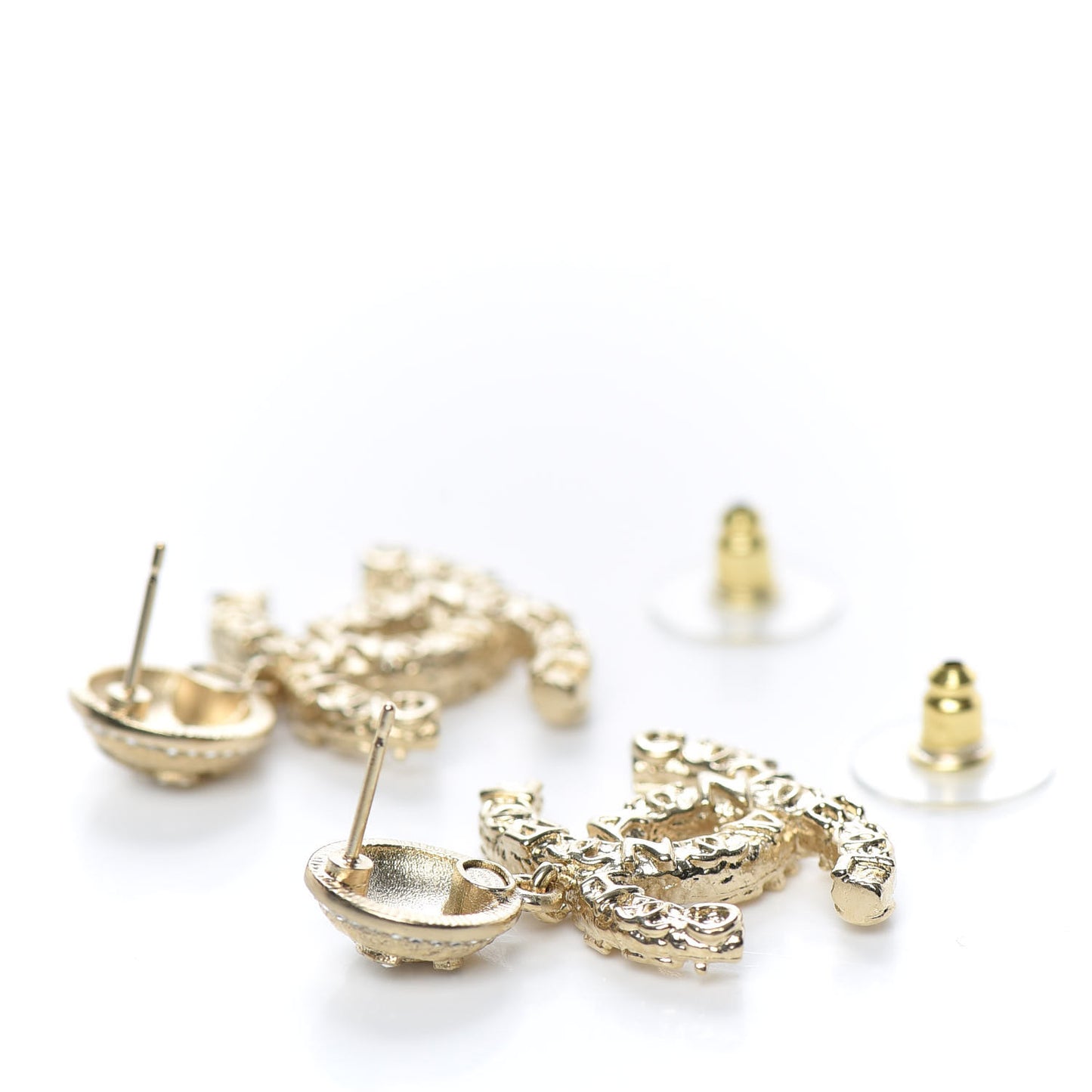 Crystal CC Drop Logo Earrings Gold