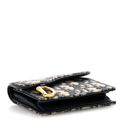 Christian Dior Oblique Saddle Card Holder Blue 4 of 9