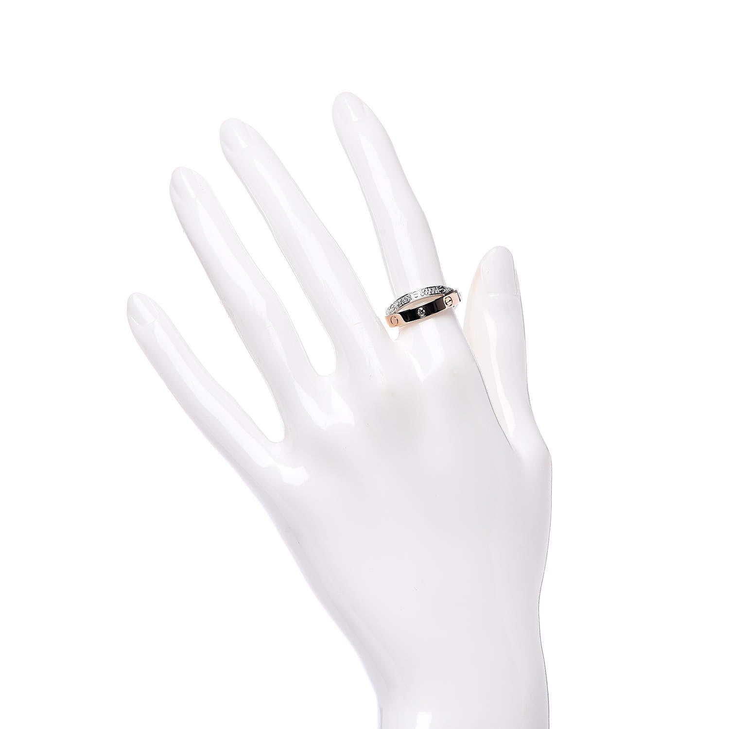 Cartier 18K Pink White Gold Diamond 2.6mm LOVE Paved Ring 51 5.75 2 of 5