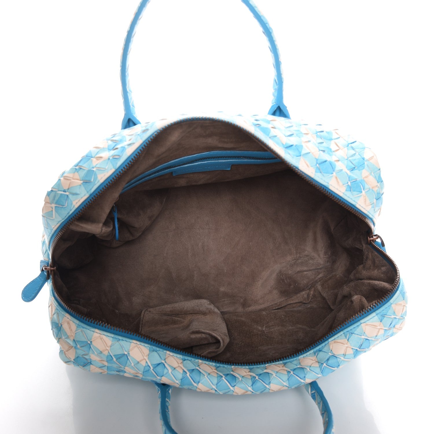 Bottega Veneta Nappa Intrecciato Satchel White Blue 5 of 8