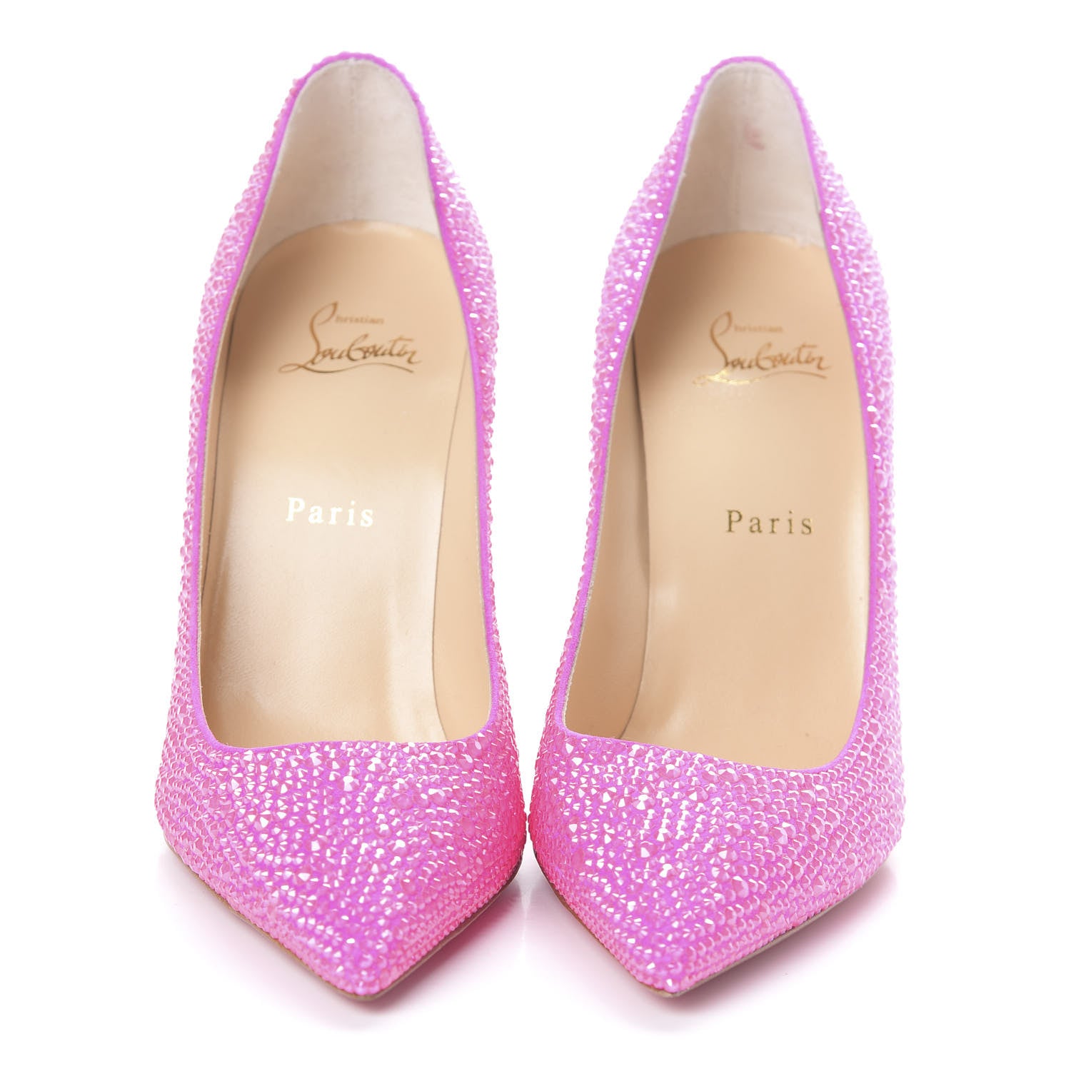 Christian Louboutin Veau Velours Strass Kate 100 Pumps 38.5 Diva Pink Fluo 2 of 7