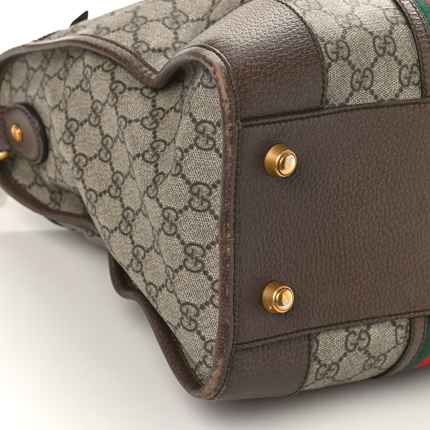 Gucci Soft GG Supreme Monogram Web Large Duffle Bag Beige New Acero Crop 7 of 13