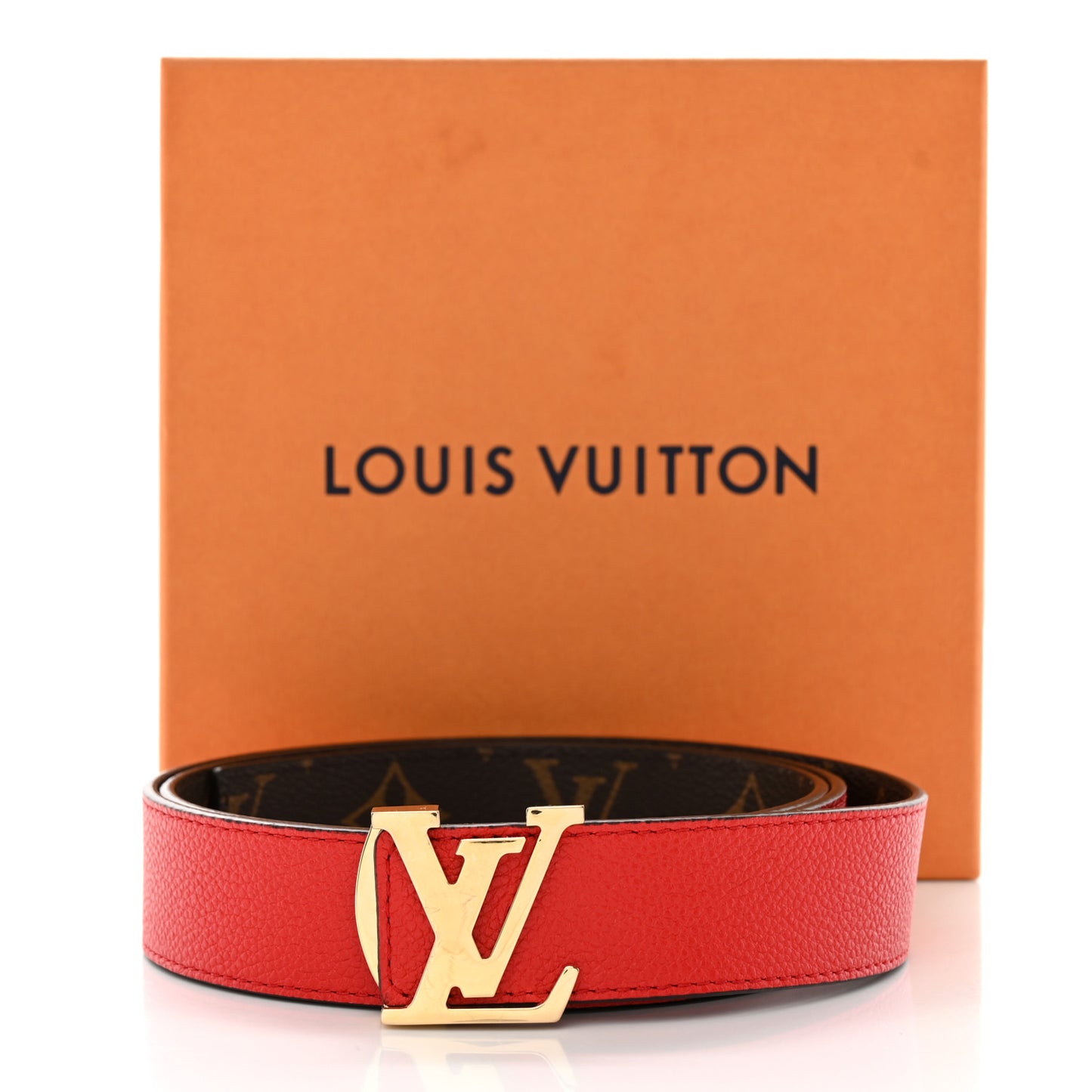 Monogram 30mm LV Initiales Reversible Belt 90 36 Coquelicot