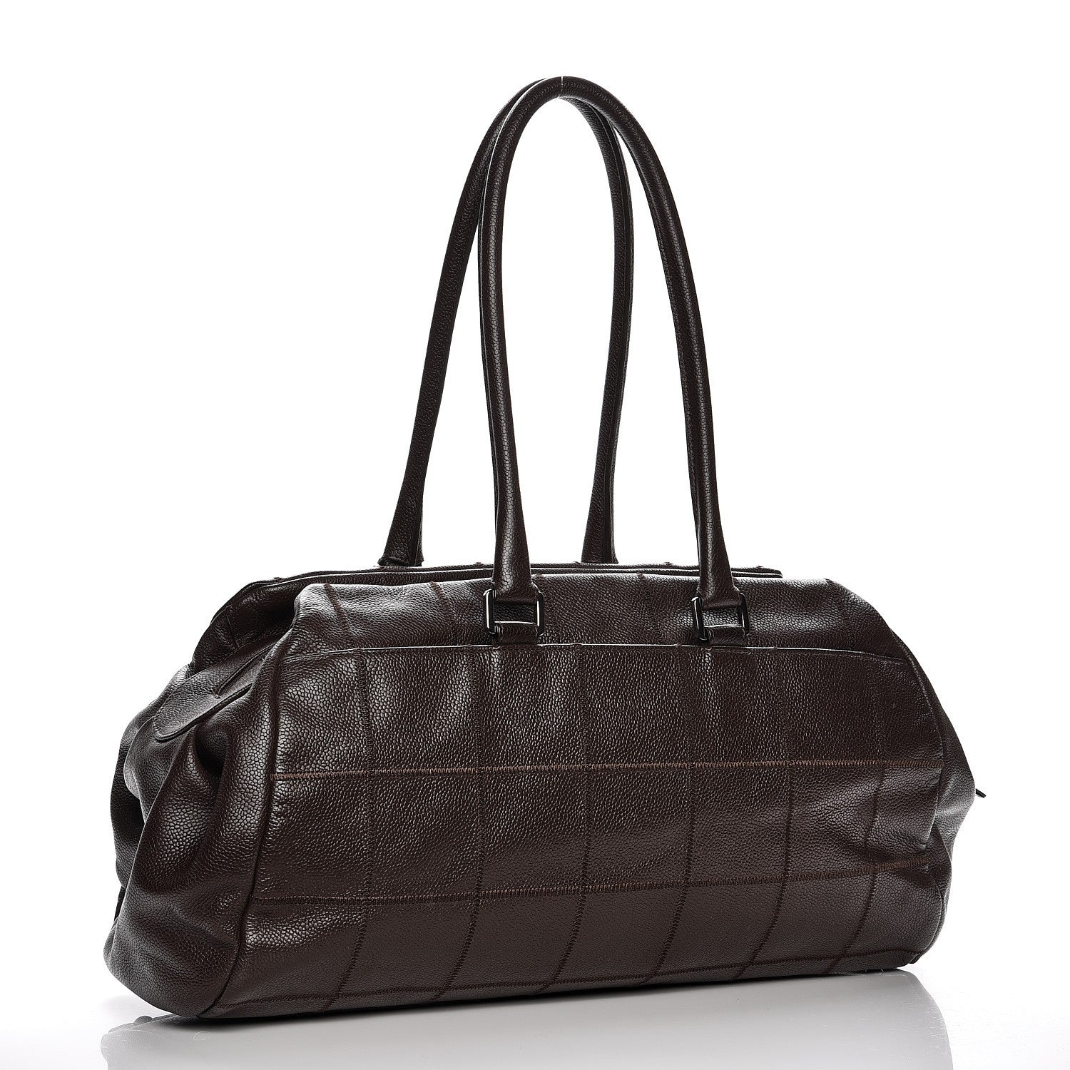 Chanel Caviar Square Stitched Large Satchel Dark Brown 3 of 8
