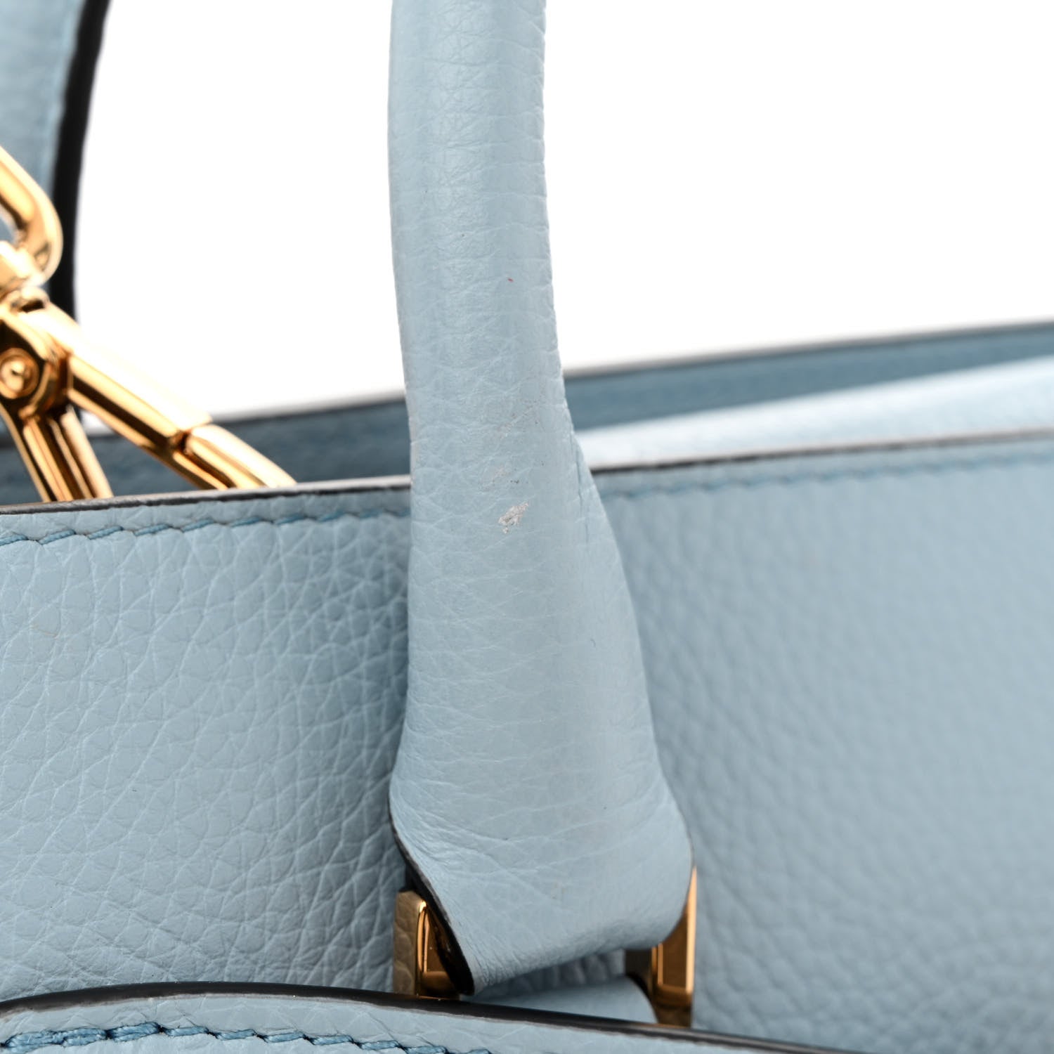 Versace Grainy Calfskin Virtus Top Handle Tote Light Blue 11 of 11