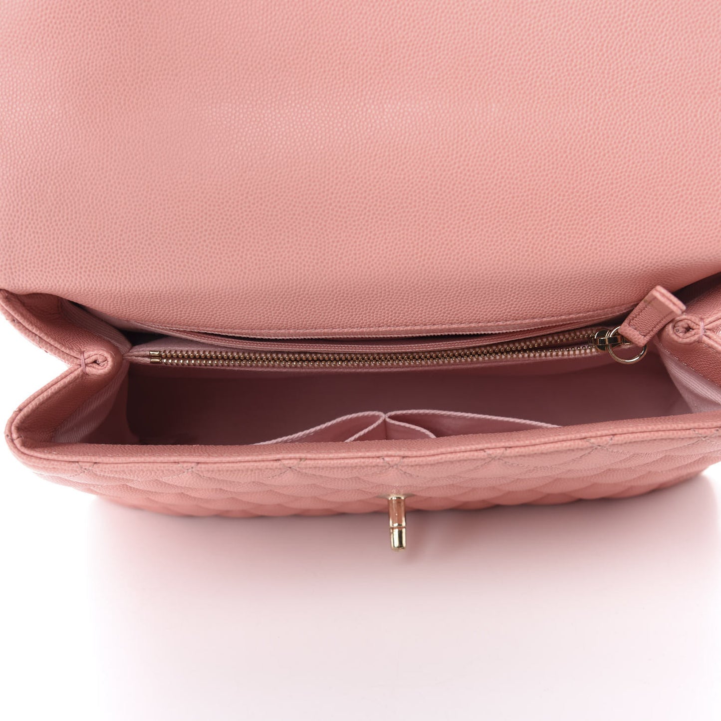 Caviar Quilted Small Coco Handle Flap Light Pink