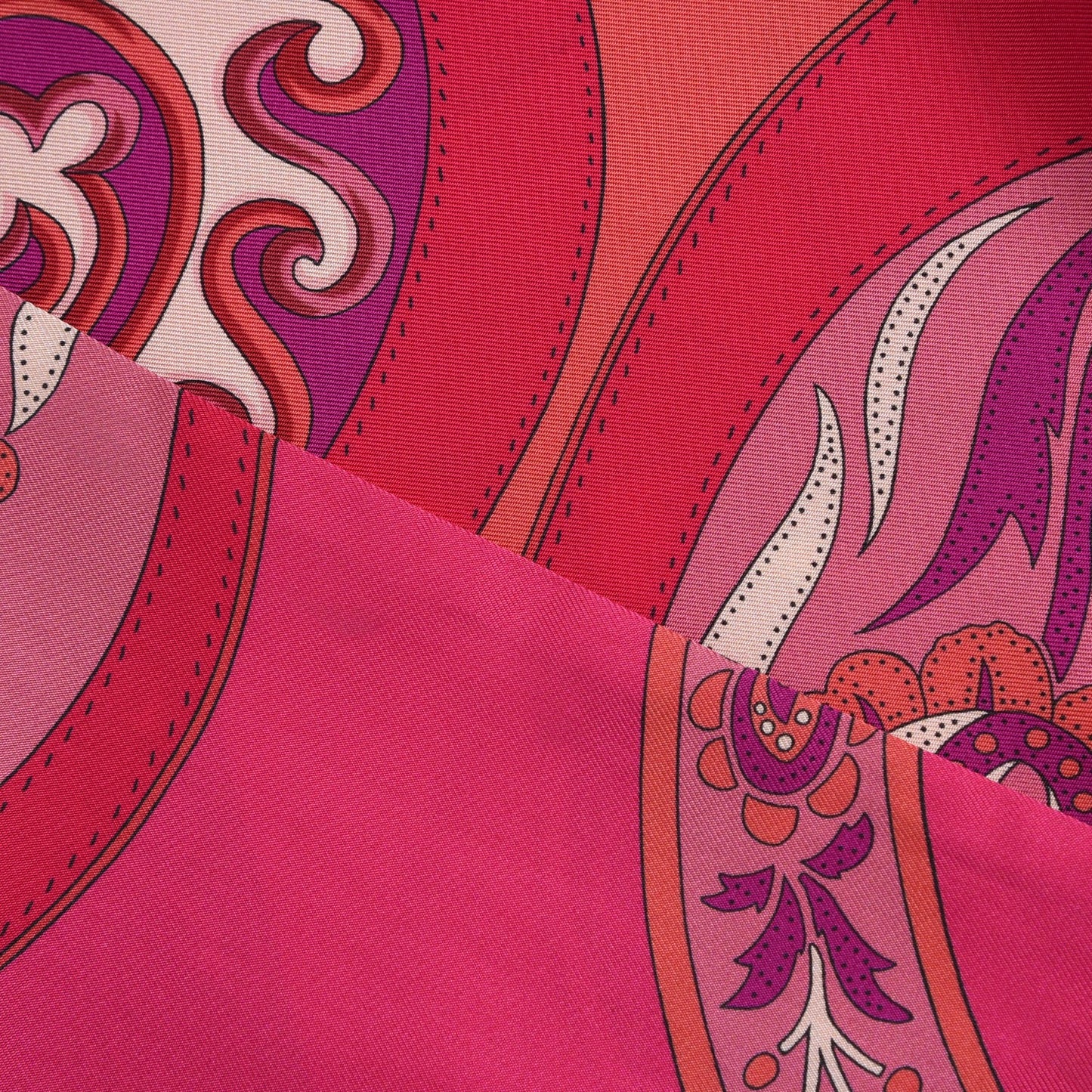 Silk Festival des Amazones Maxi Twilly Fuchsia Rose Indien Corail