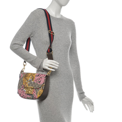 Gucci GG Supreme Monogram Bengal Web Medium Padlock Messenger Shoulder Bag Beige Pink 2 of 7