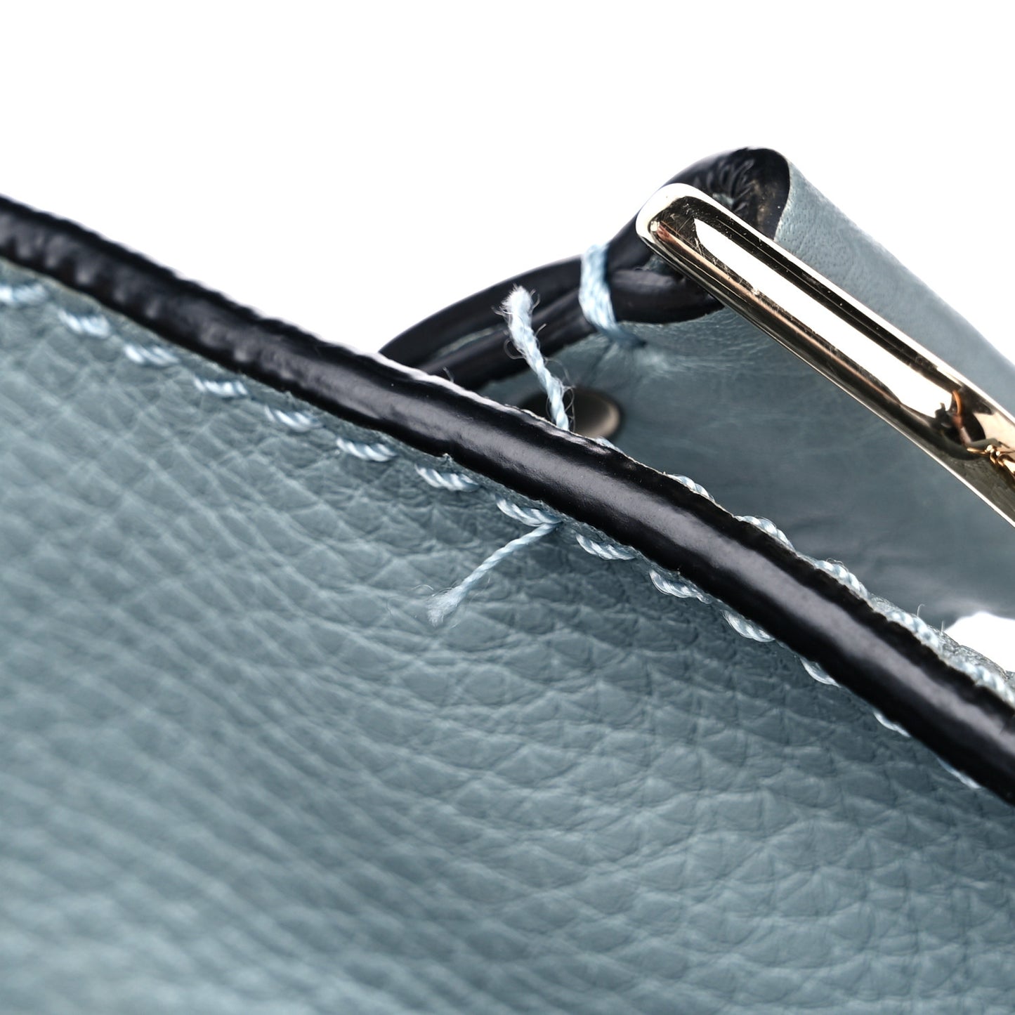 Pebbled Calfskin Small Rockstud Flip-Lock Messenger Bag Light Blue