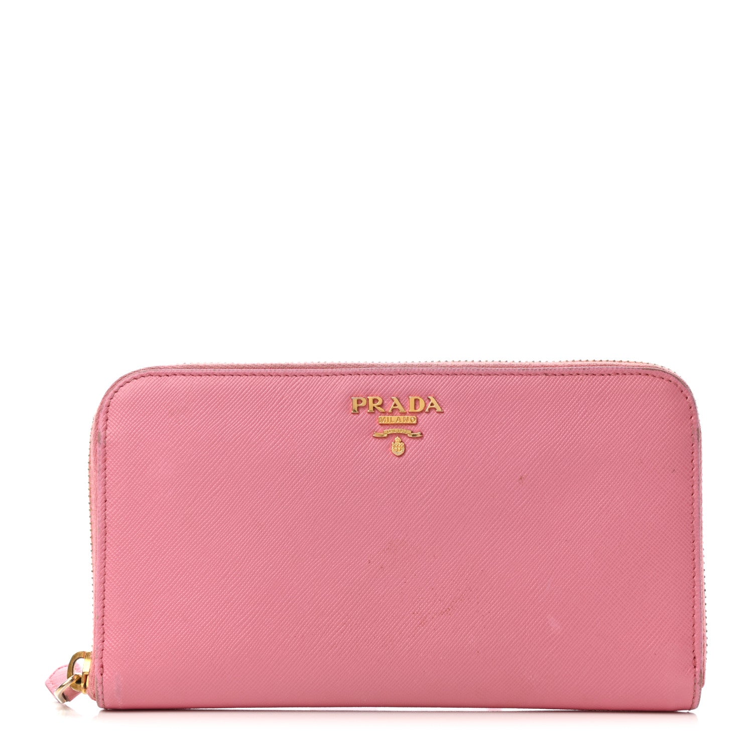 Prada Saffiano Metal Zip Around Wallet Geranio 1 of 9