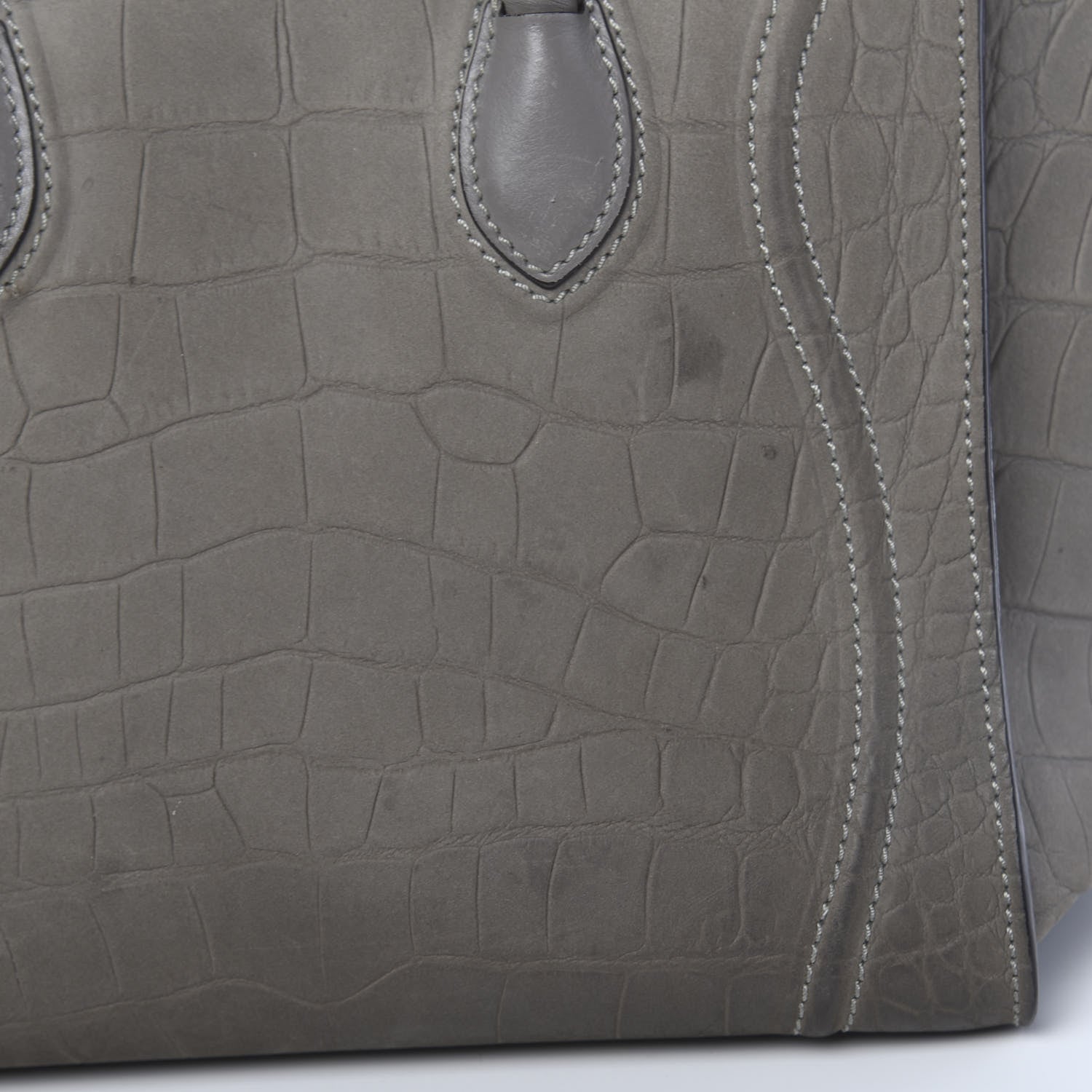 Celine Crocodile Embossed Nubuck Medium Phantom Luggage Grey 13 of 17
