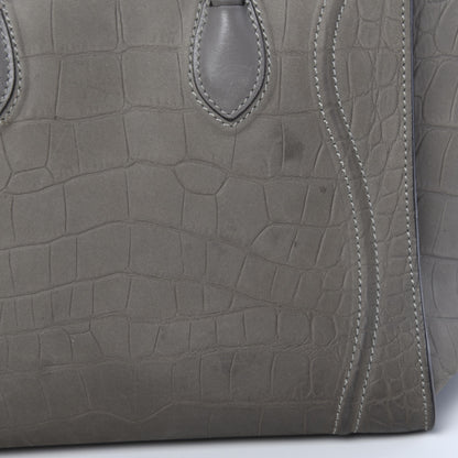Celine Crocodile Embossed Nubuck Medium Phantom Luggage Grey 13 of 17