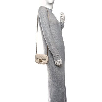 Gucci Calfskin Matelasse Super Mini GG Marmont Shoulder Bag White 2 of 10