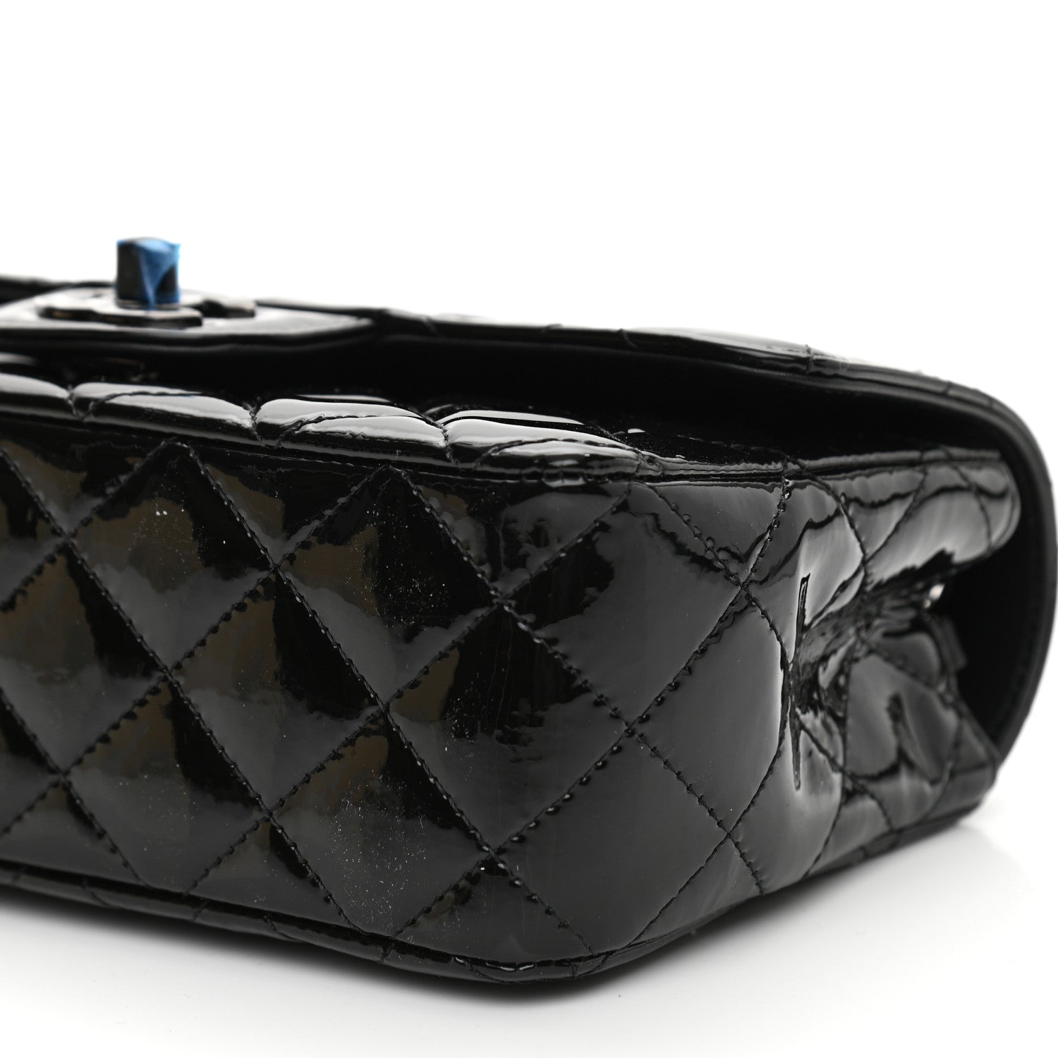 Chanel Patent Calfskin Quilted Mini Rectangular Flap So Black 9 of 10
