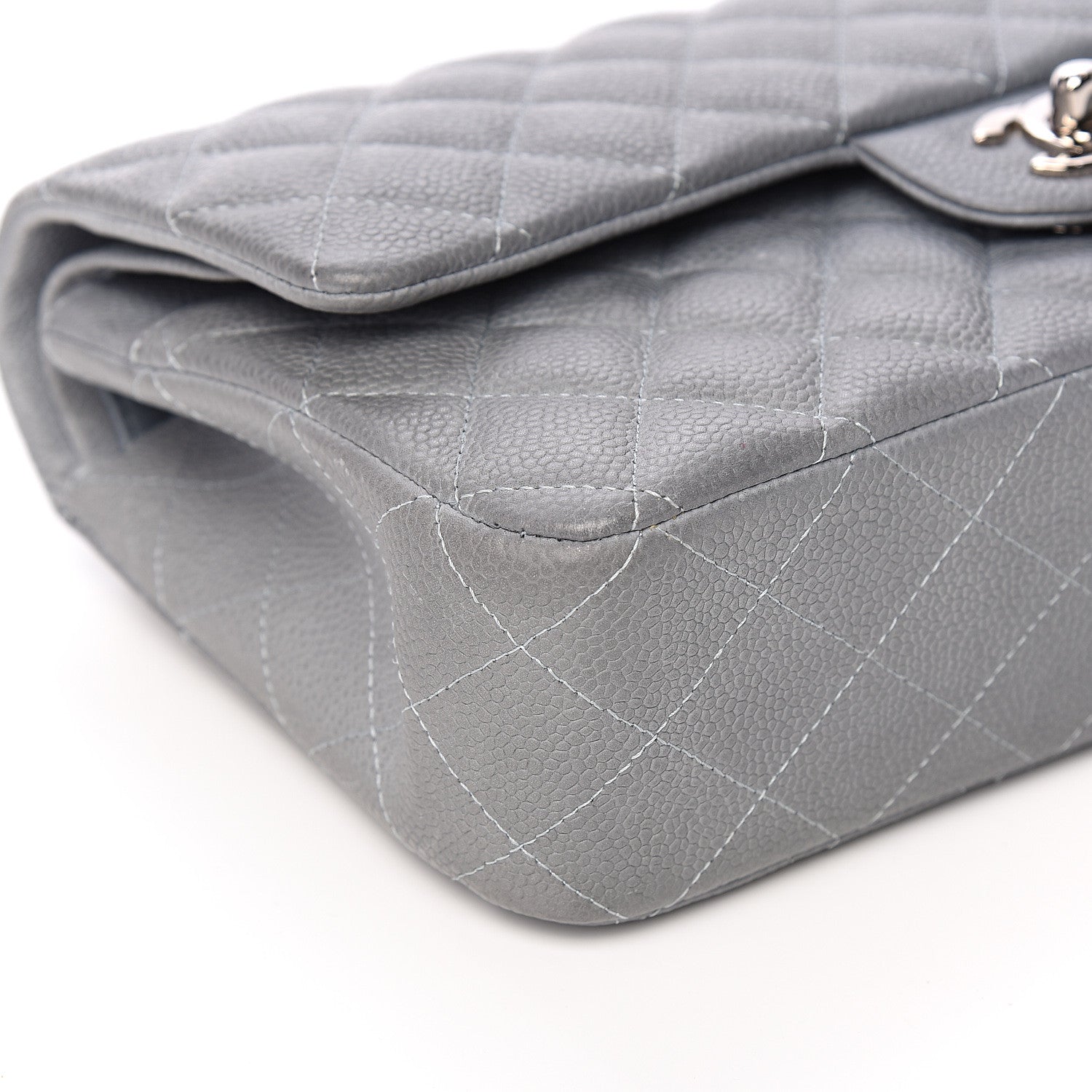 Chanel Iridescent Caviar Quilted Medium Double Flap Grey 7 of 9