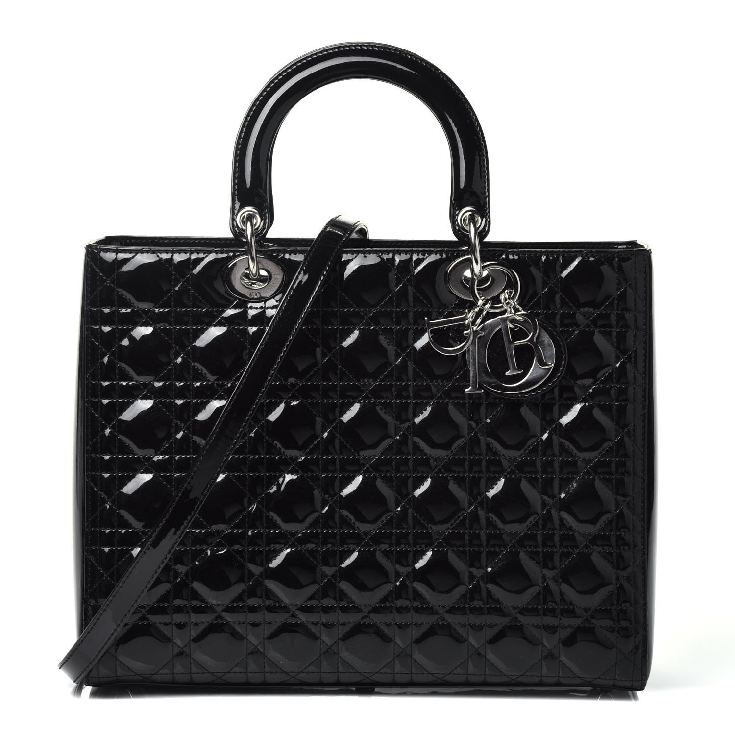 Christian Dior Patent Cannage Large Lady Dior Black 1 of 10