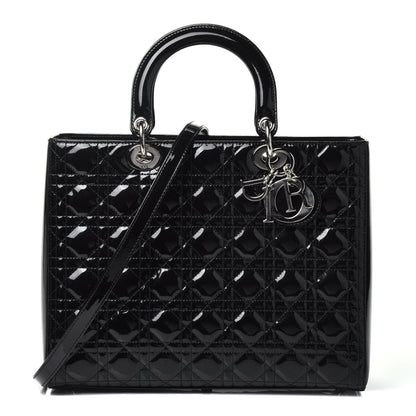 Christian Dior Patent Cannage Large Lady Dior Black 1 of 10