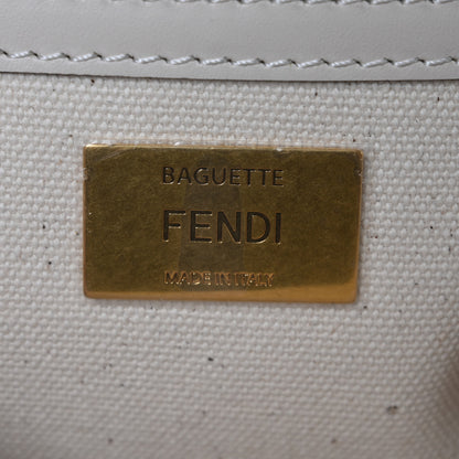 Fendi Canvas Vitello Seta FF Multicolor Embroidered Baguette Grezzo Multicolor Latte 6 of 10