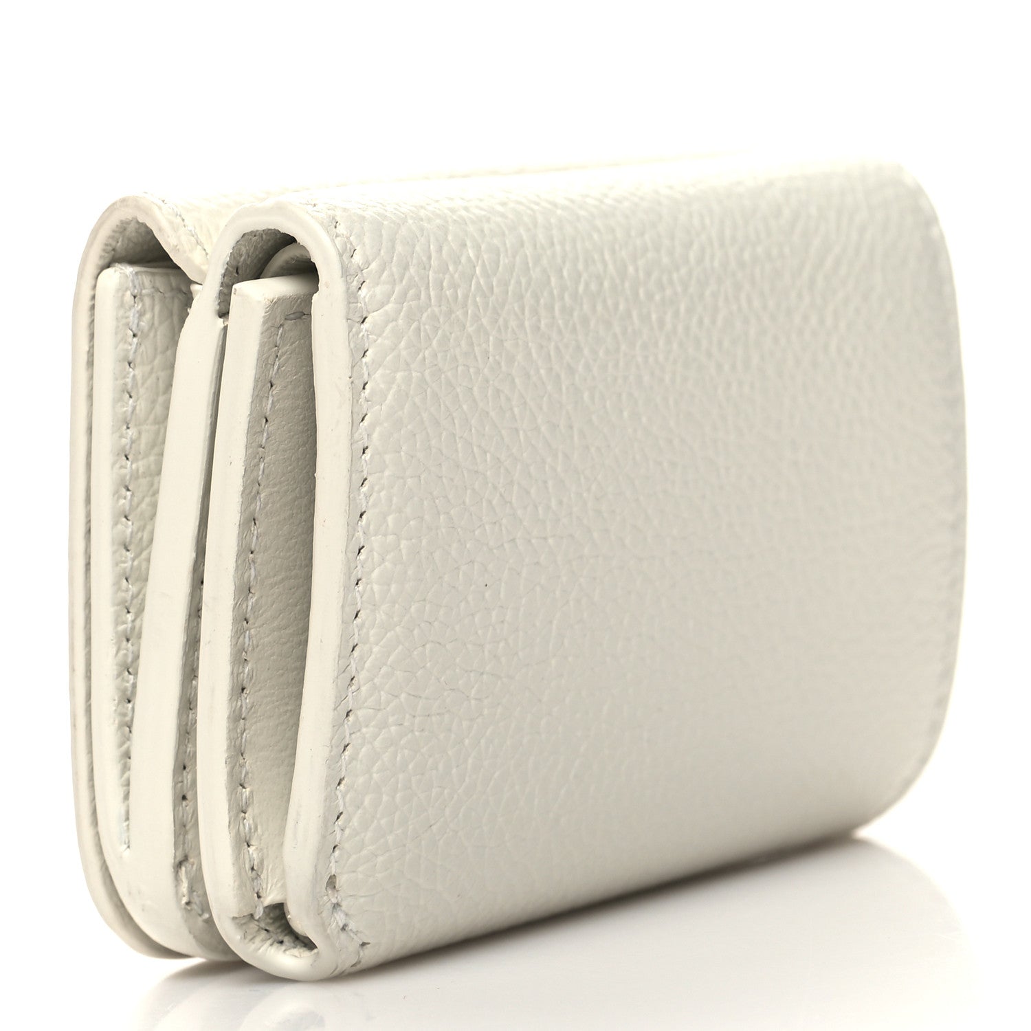 Balenciaga Grained Calfskin Logo Mini Cash Wallet White Light Green 3 of 9