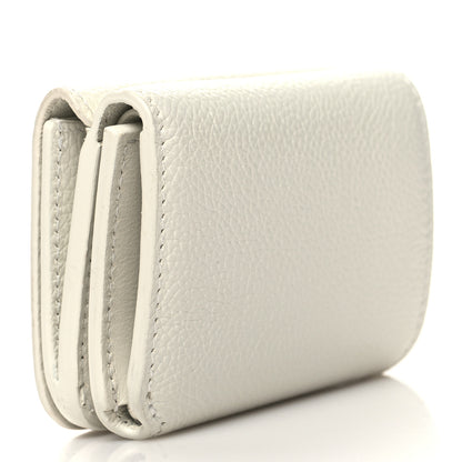 Balenciaga Grained Calfskin Logo Mini Cash Wallet White Light Green 3 of 9