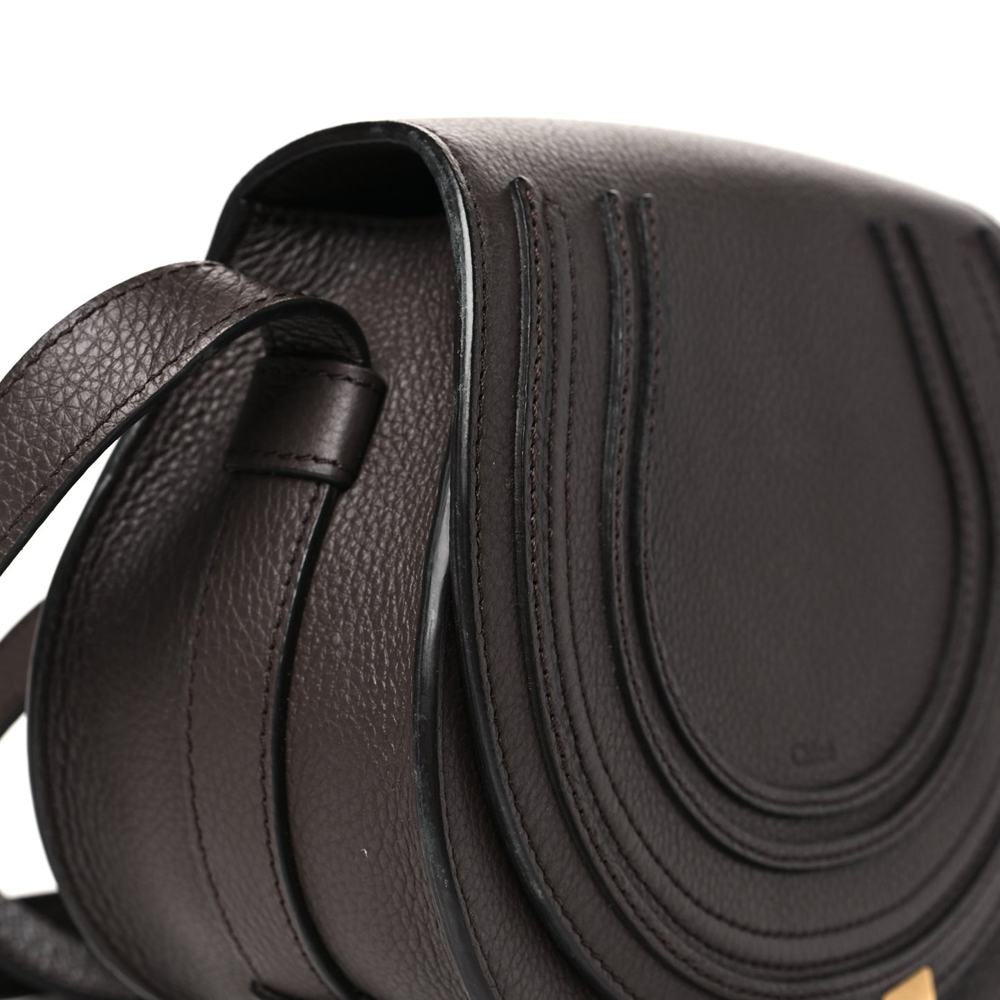 Grained Calfskin Small Marcie Saddle Bag Bold Brown