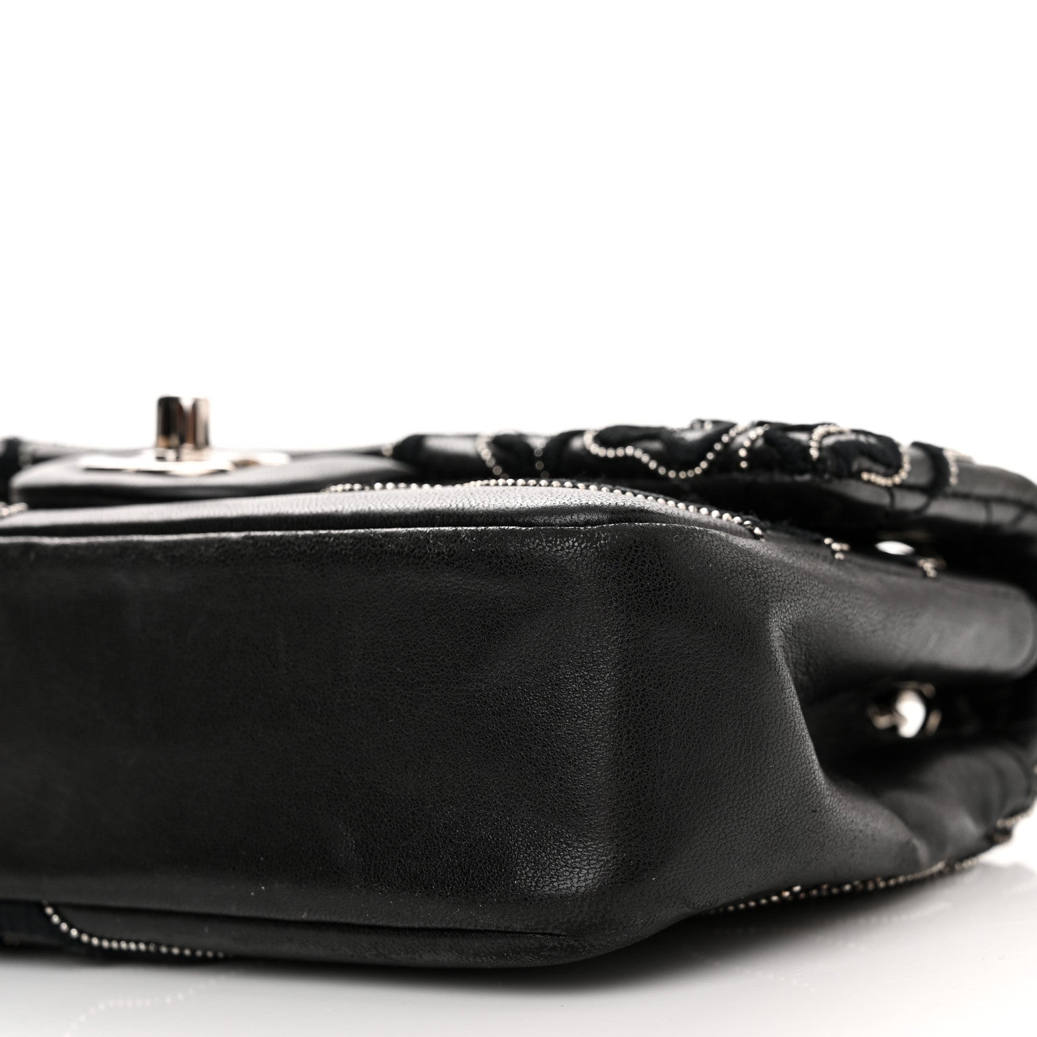 Chanel Lambskin Embroidered Camellia Follies Flap Black 10 of 13