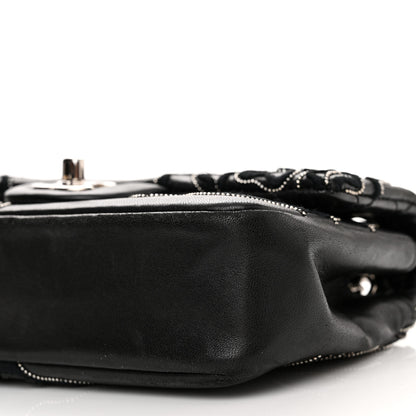 Chanel Lambskin Embroidered Camellia Follies Flap Black 10 of 13