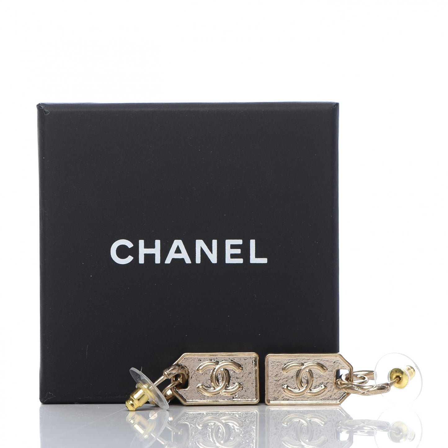 CC Tag Drop Earrings Gold