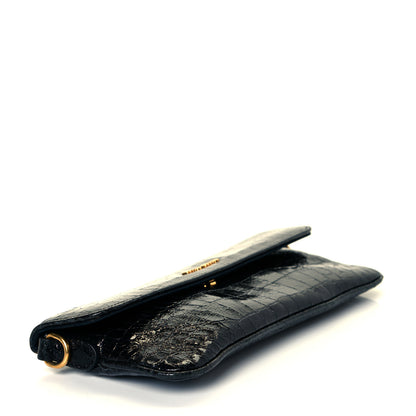 Miu Miu Vernice Crocodile Embossed Calfskin Pochette Black 3 of 6