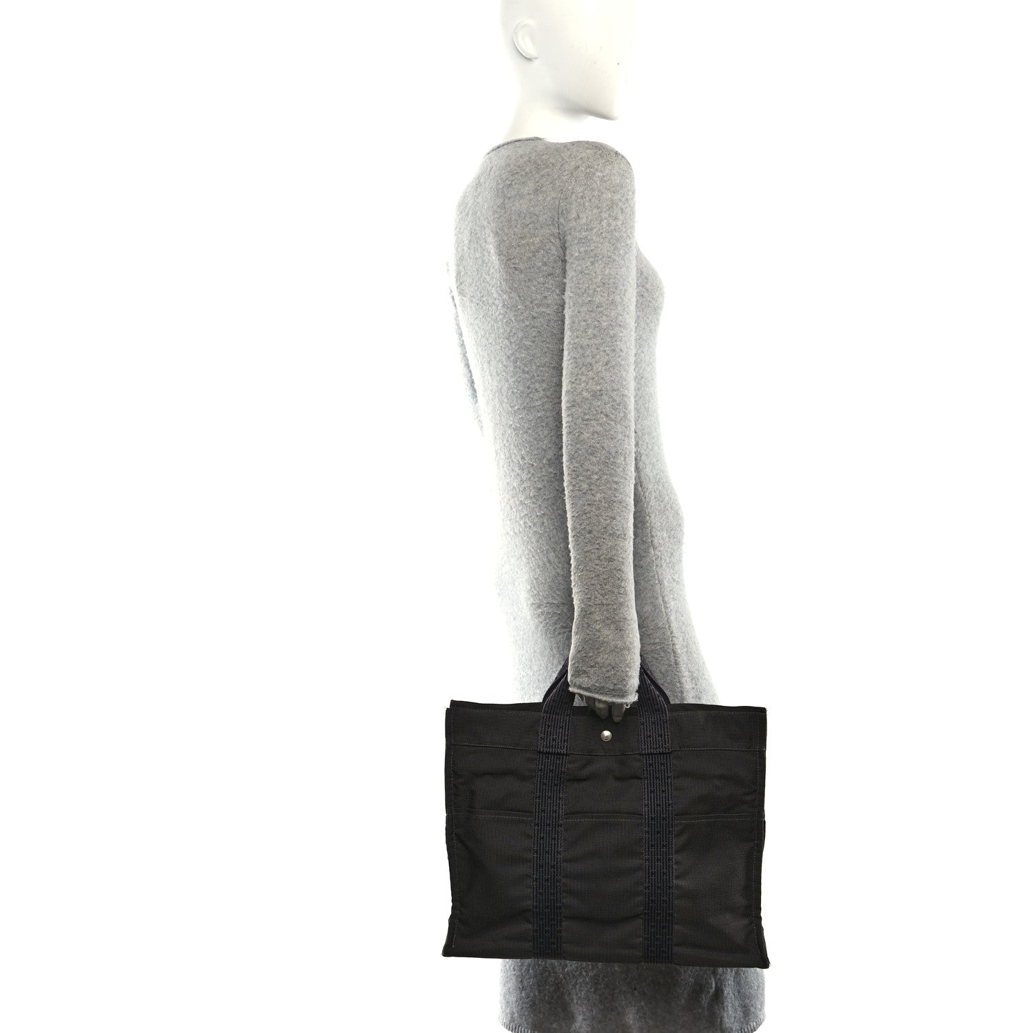 Hermes Canvas Herline GM Tote Grey 2 of 9