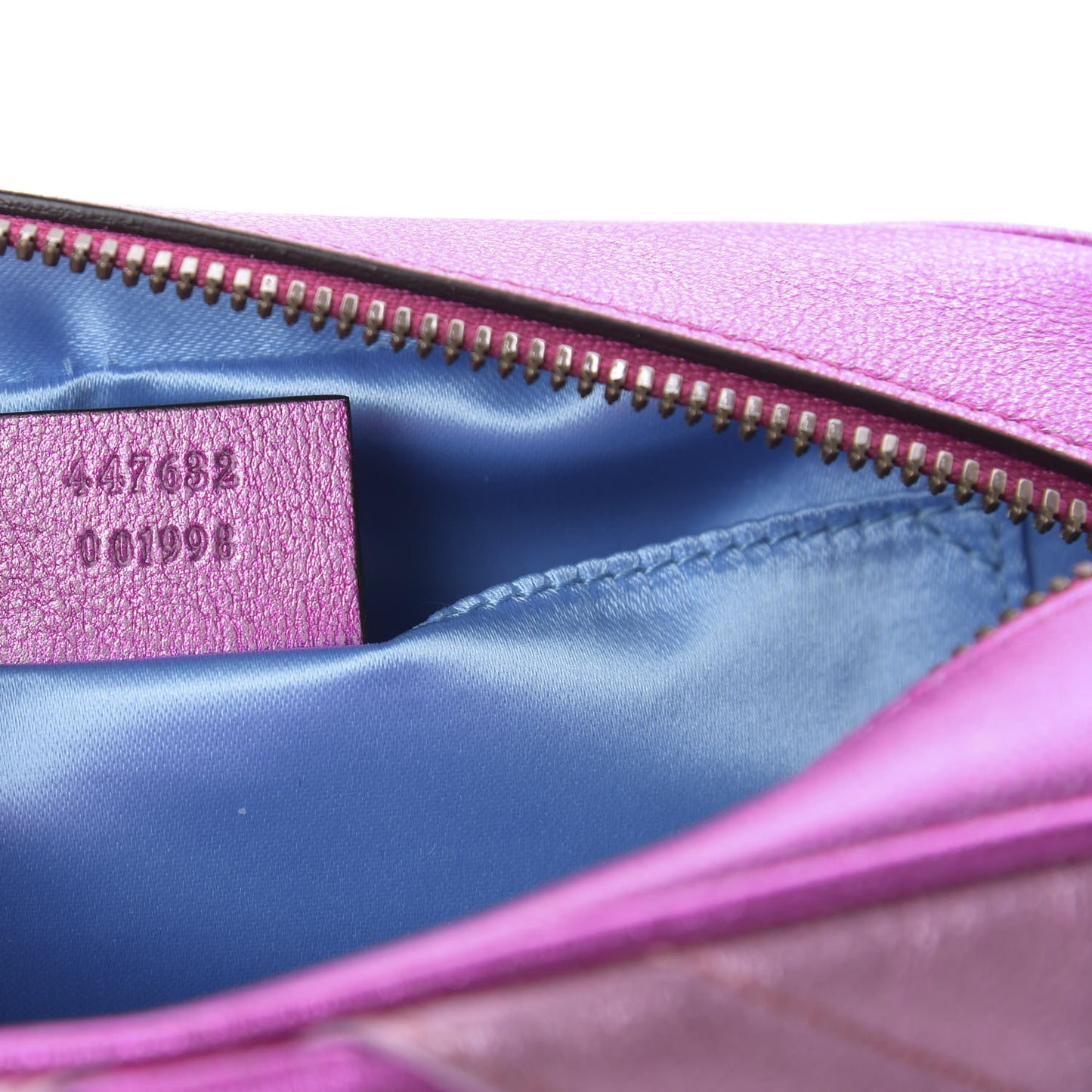 Laminated Nappa Matelasse Small GG Marmont Chain Shoulder Bag Fuxia Rosso Rosa