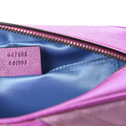 Gucci Laminated Nappa Matelasse Small GG Marmont Chain Shoulder Bag Fuxia Rosso Rosa 9 of 10