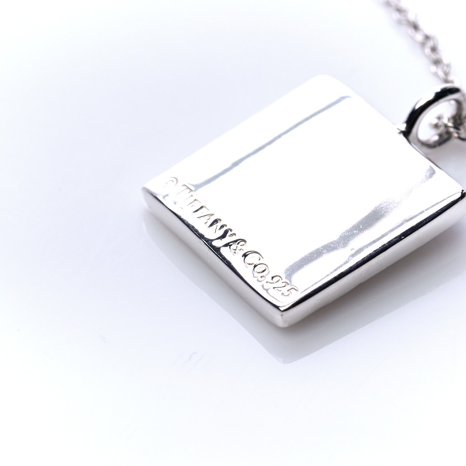 Tiffany Sterling Silver Love Notes Square Pendant Necklace 5 of 7