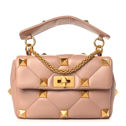 Valentino Garavani Nappa Medium Roman Stud Shoulder Bag Rose Cannelle 1 of 8