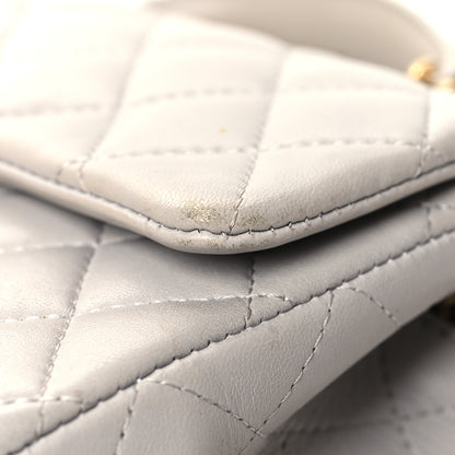 Chanel Lambskin Quilted Mini Top Handle Rectangular Flap Grey 13 of 16