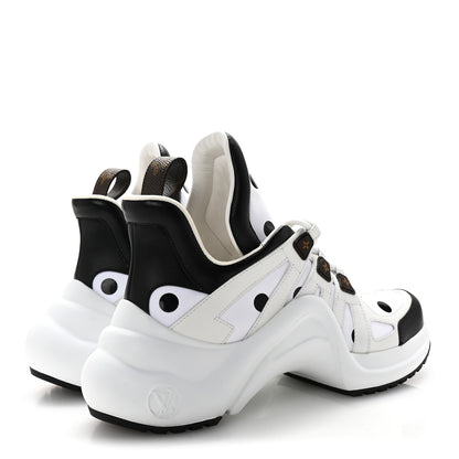 Louis Vuitton Calfskin Satin Printed Polka Dot Monogram LV Archlight Sneakers 40 Black White 5 of 10